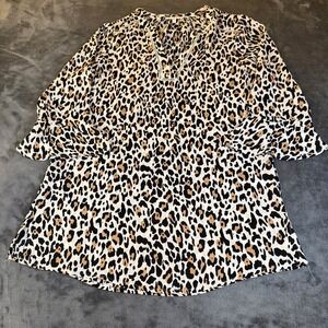 Maurices Leopard Print Tunic Top Blouse 3/4 Bell Sleeve V Neck Womens Small